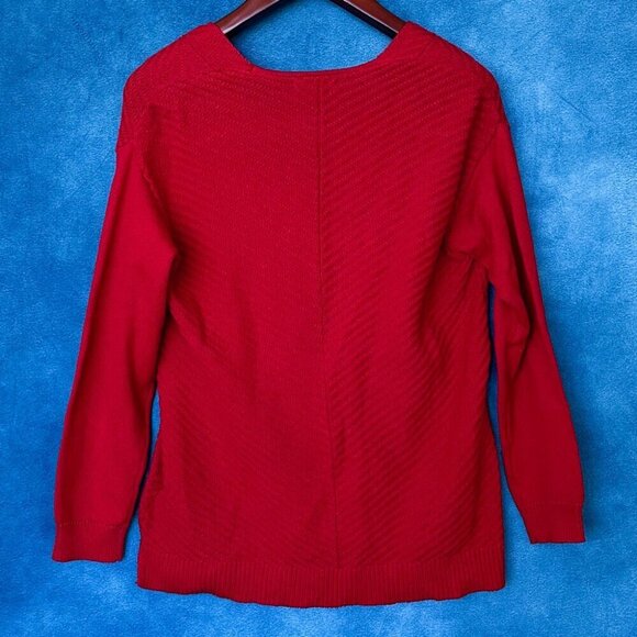Chaps Women’s Red Cotton Sweater, Medium - Picture 4 of 6